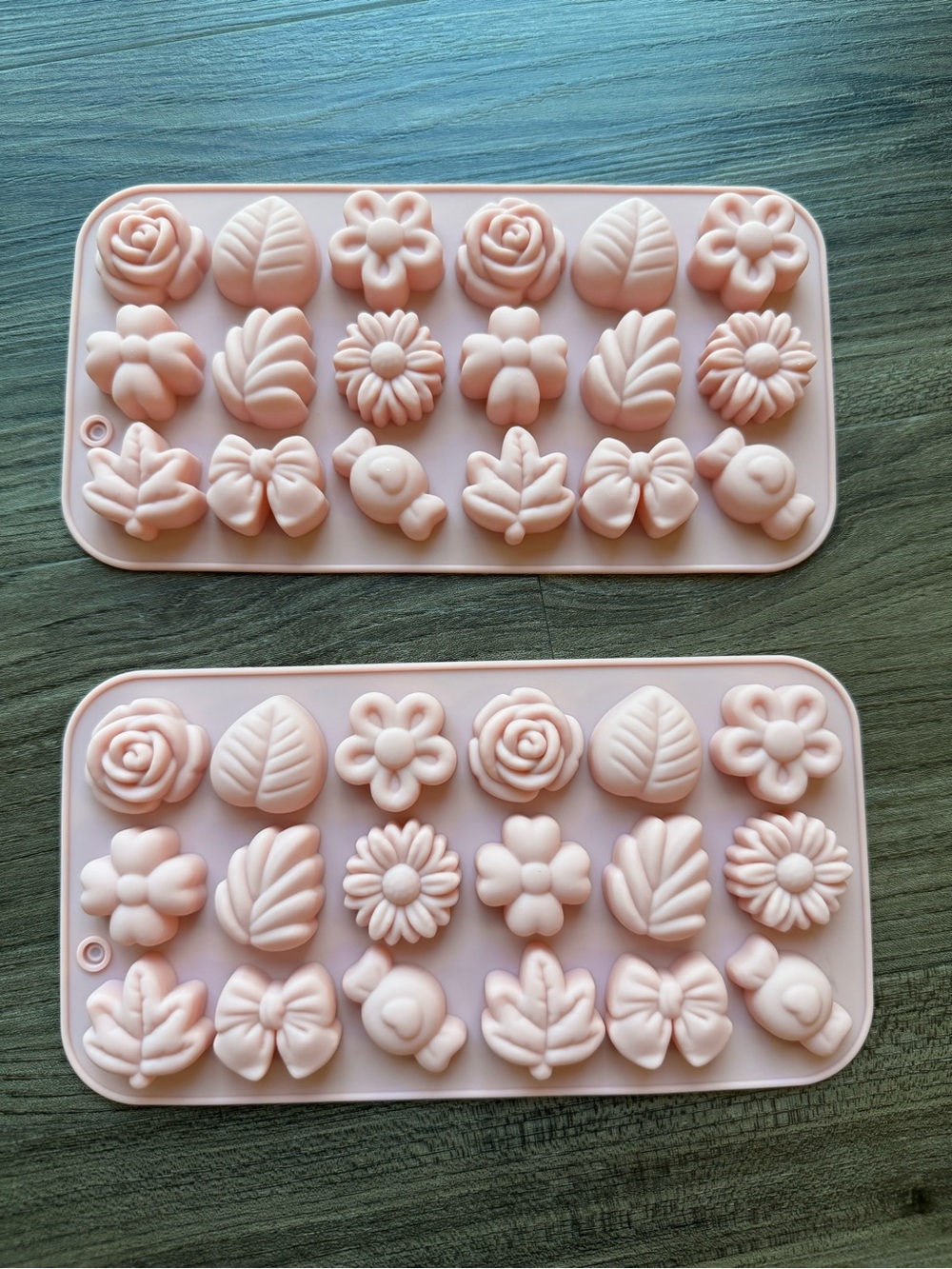 Pink 3D Floral Silicone Mold Set for Baking